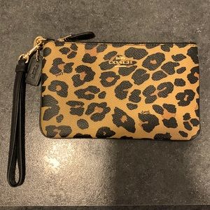 100% NWOT Authentic Coach Leopard Print Wristlet